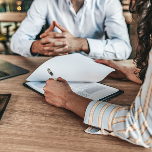 business people discussing contract